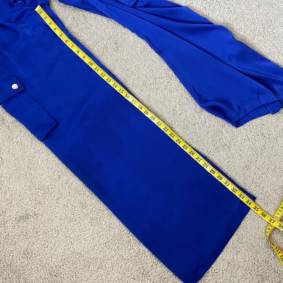 Ramy Brook Rumer Satin Cargo Pants‎ Womens Size 2 Cabana Blue High Waist Pleated - Picture 9 of 9